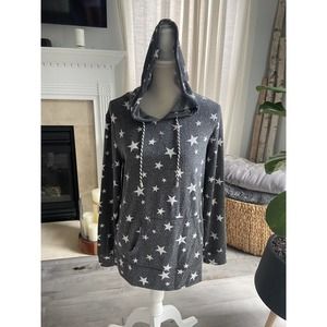 Karen Heart Gray White Star Hoodie Women’s Size Medium